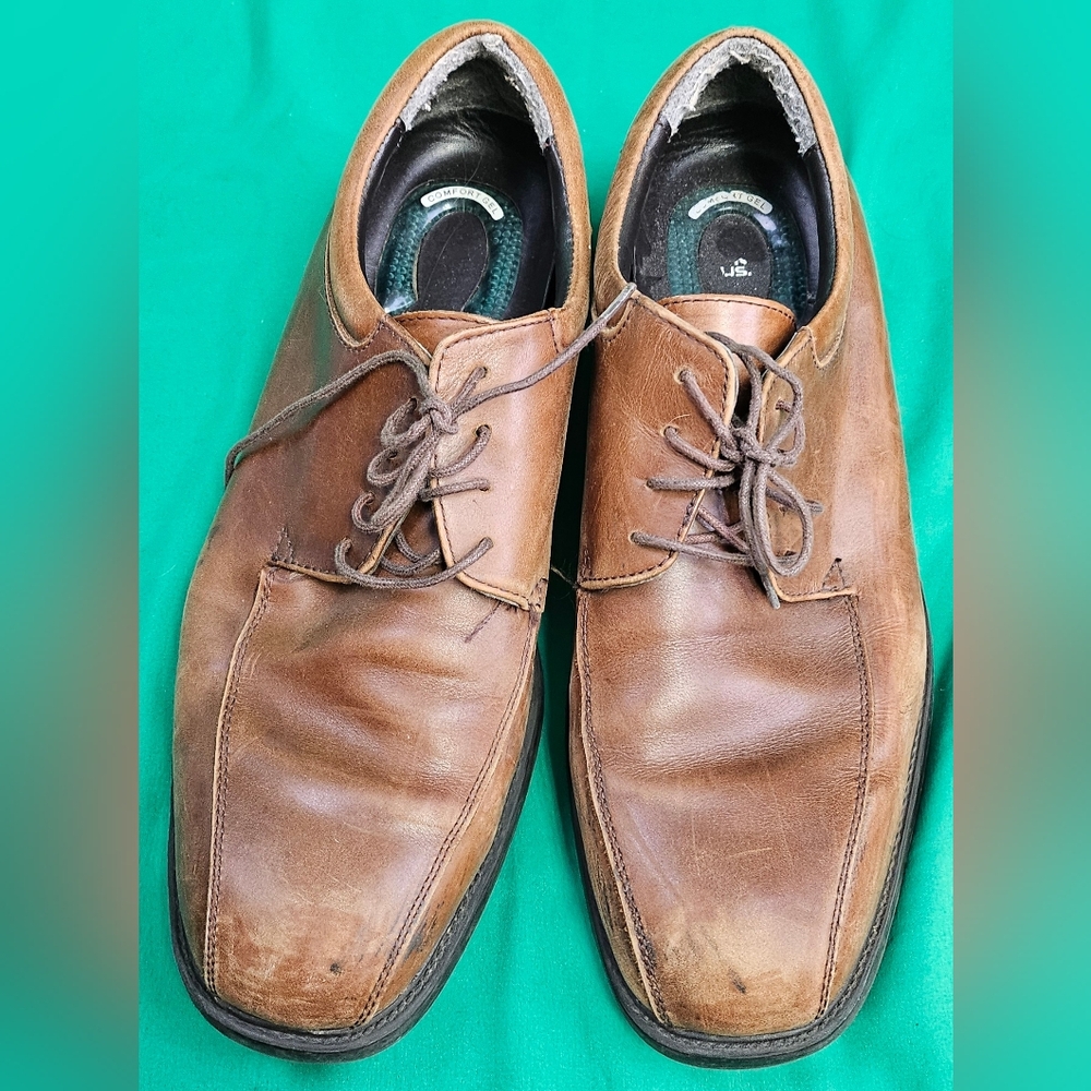 Nunn Bush Oxford Brown Leather Lace Up Shoes 83364-200 Comfort Gel Mens Size 13M